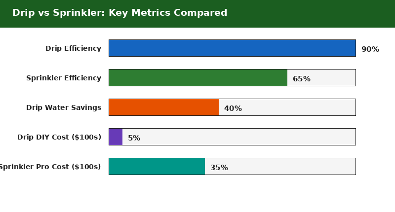 Drip vs Sprinkler key metrics comparison chart