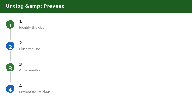 Unclog and prevent drip emitters