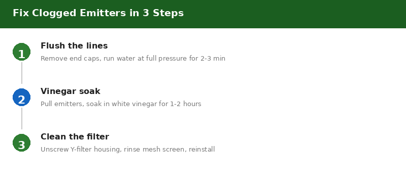Step by step guide to fixing clogged drip emitters